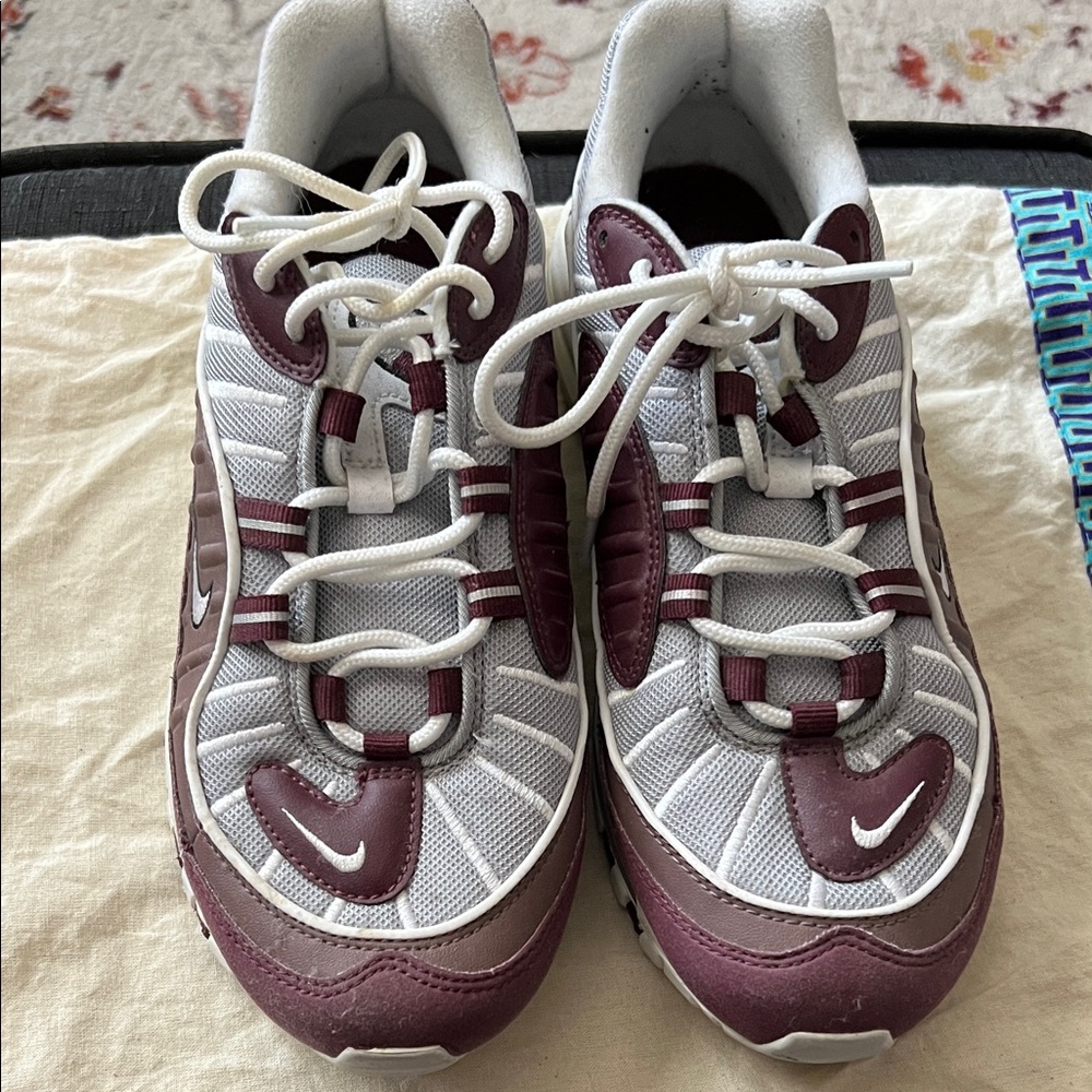 Nike White and Maroon Athletic Shoes